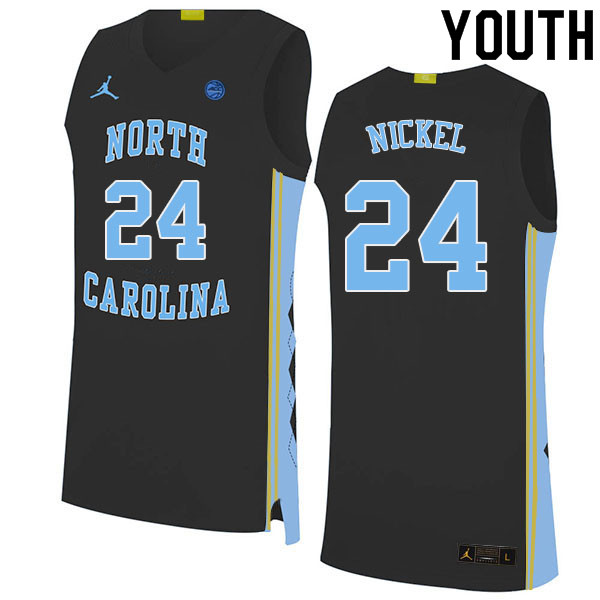 Youth #24 Tyler Nickel North Carolina Tar Heels College Basketball Jerseys Sale-Black - Click Image to Close